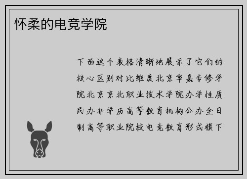 怀柔的电竞学院
